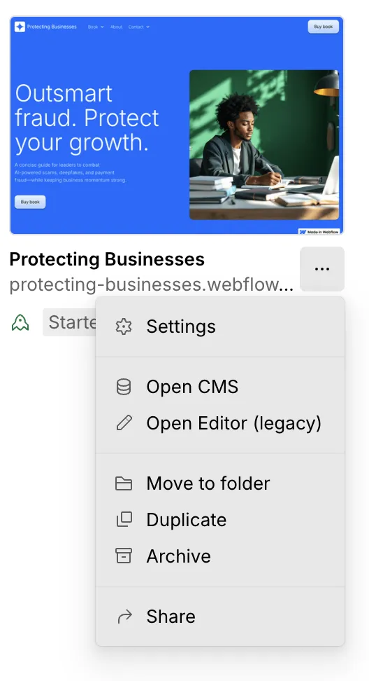 Webflow — Site Settings
