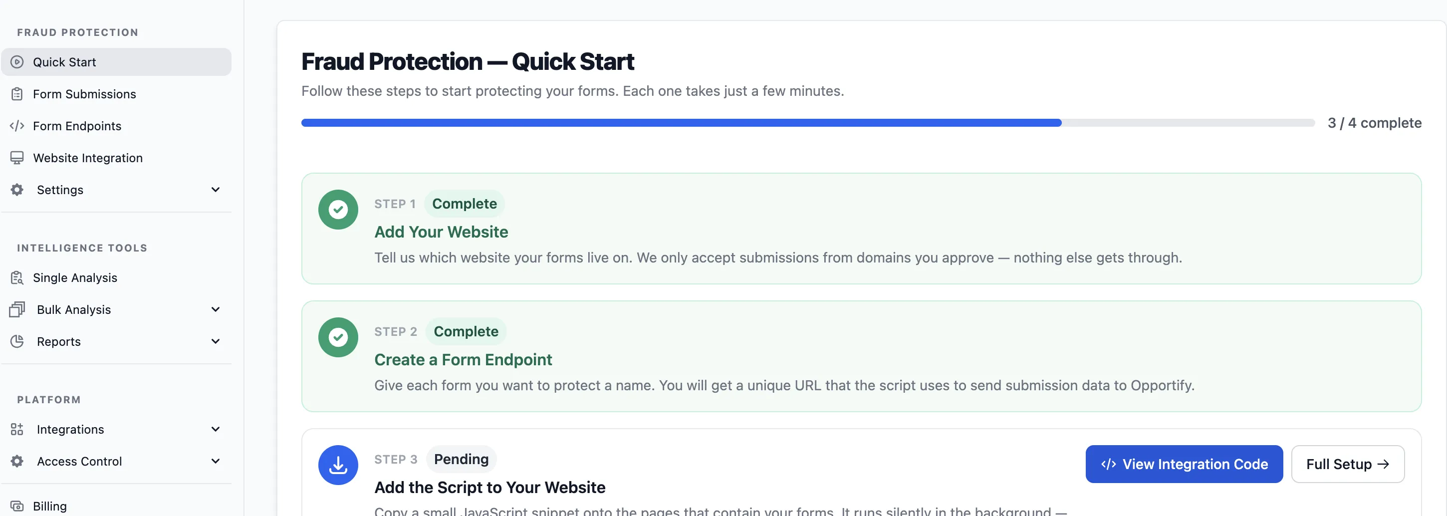 Opportify Admin Console — Quick Start